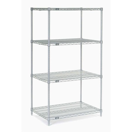 Nexel 5 Tier Silver Epoxy Wire Shelving Starter Unit, 42W x 18D x 74H 18427EP5